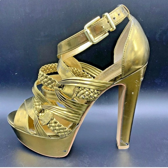 Jessica Simpson Gold Metallic Platform Sandal Heel - Picture 10 of 12